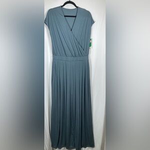 NWT HALARA V-neck Romper Dusty Blue Sz L Casual Chic Minimalist Resortwear